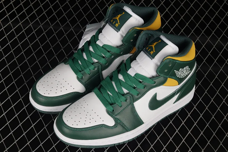All categories Air Jordan Jordan series basketball shoes Air Jordan 1 Mid Air Jordan 1 Mid "Green Yellow" AJ1 Joe 1 white green yellow Seattle Supersonics 554724-371